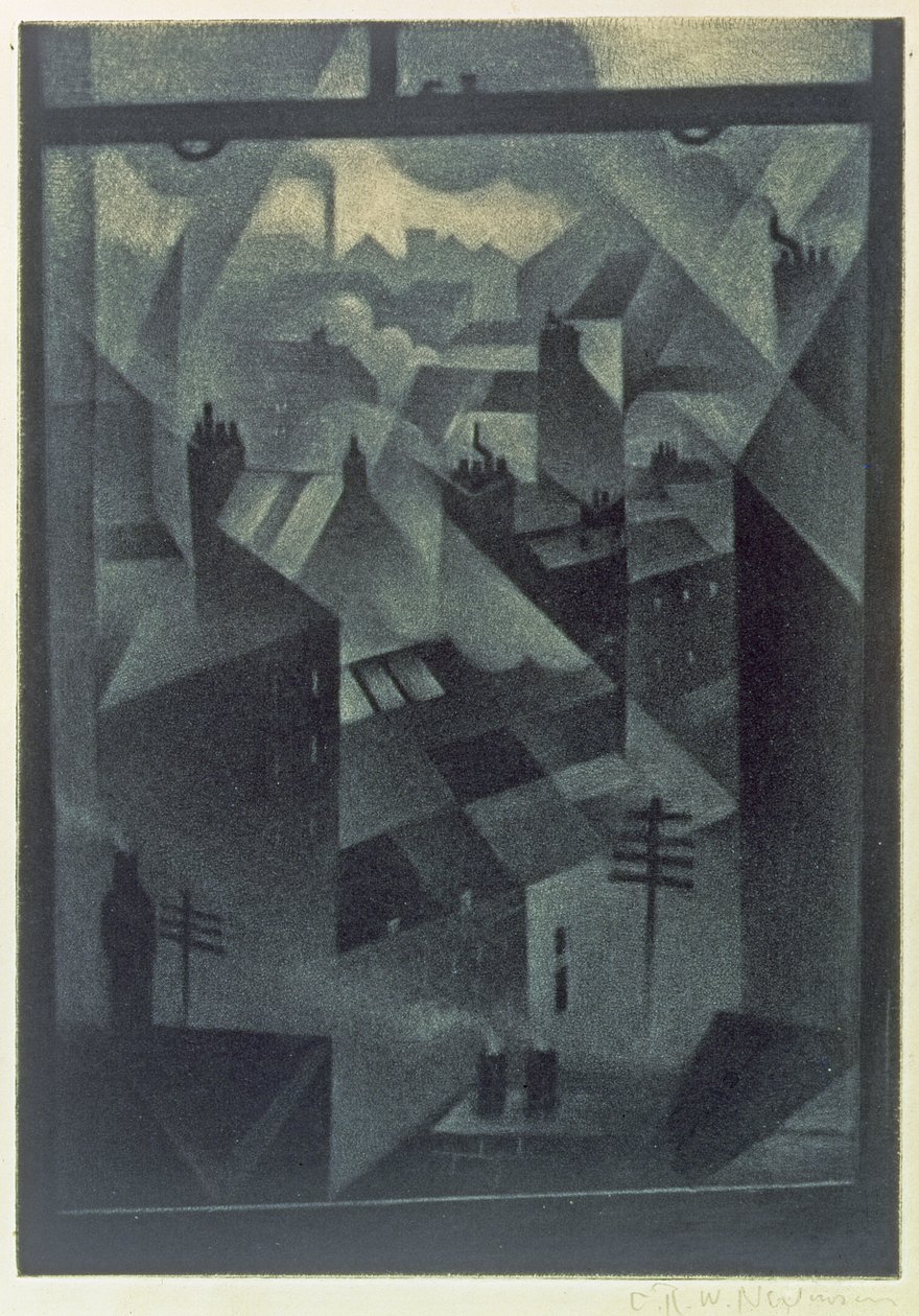 Z okna kanceláře, 1918 (mezzotinta) od Christopher Richard Wynne Nevinson