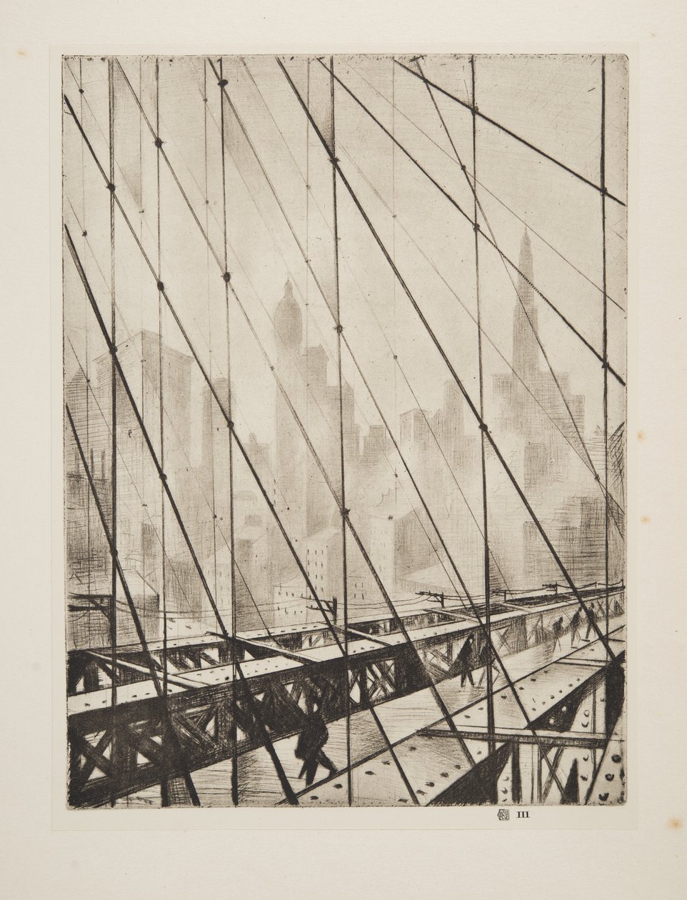 Pohled přes Brooklynský most, pub.1921 (lept) od Christopher Richard Wynne Nevinson
