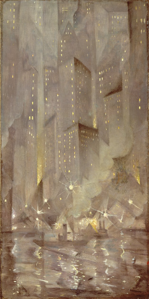 New York v noci, kolem roku 1922 od Christopher Richard Wynne Nevinson