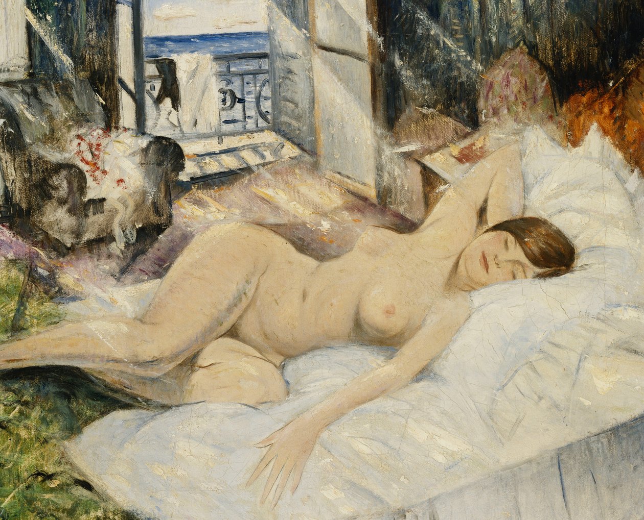 Nahá na posteli, jižní Francie, od Christopher Richard Wynne Nevinson