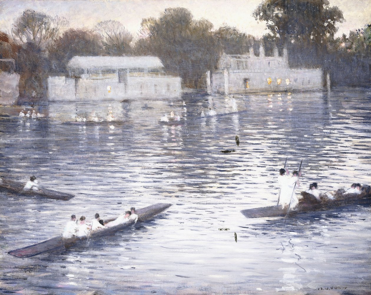 Nedělní večer, Punts on the Thames v Henley, 1924 od Christopher Richard Wynne Nevinson