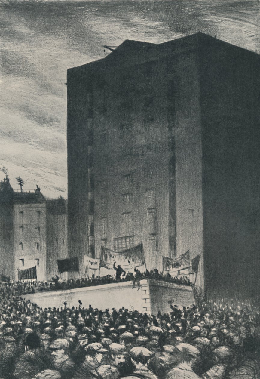 Železniční stávka - Setkání na Tower Hill, 1919, 1920 od Christopher Richard Wynne Nevinson
