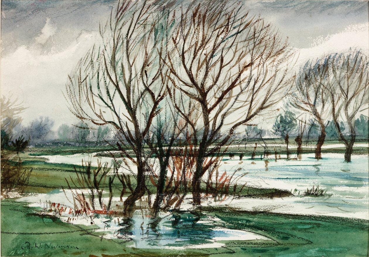Willows, asi 1927 (akvarel a křída) od Christopher Richard Wynne Nevinson