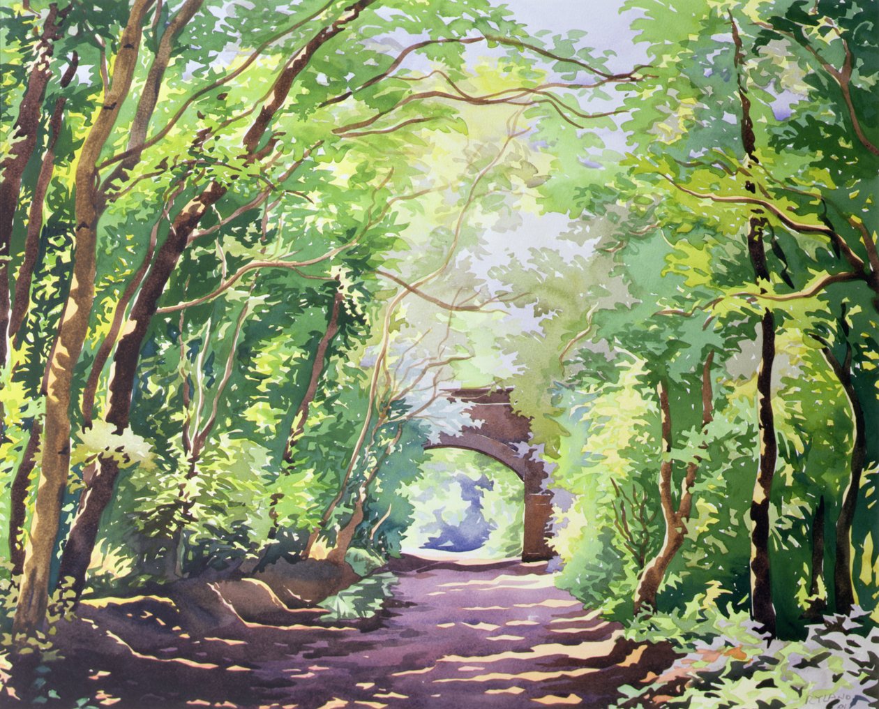 The Valley Walk, Sudbury, 2001 (wc na papíře) od Christopher Ryland