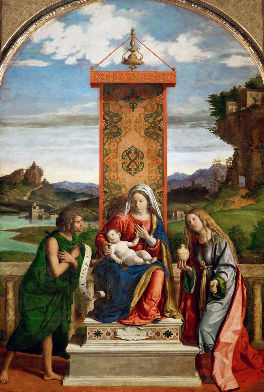 Madona s dítětem se svatým Janem Křtitelem a Máří Magdalenou od Cima da Conegliano