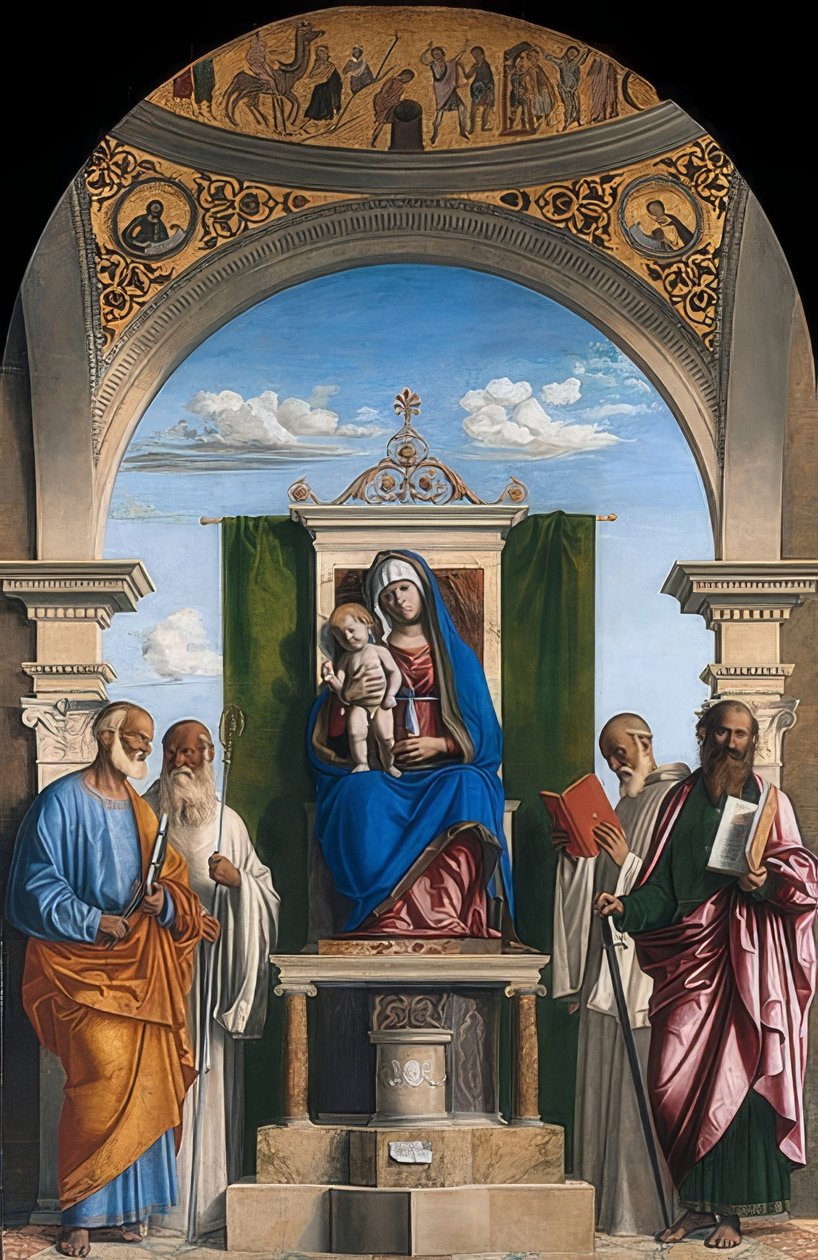 Marie trůnící s dítětem. 1495/97 od Cima da Conegliano