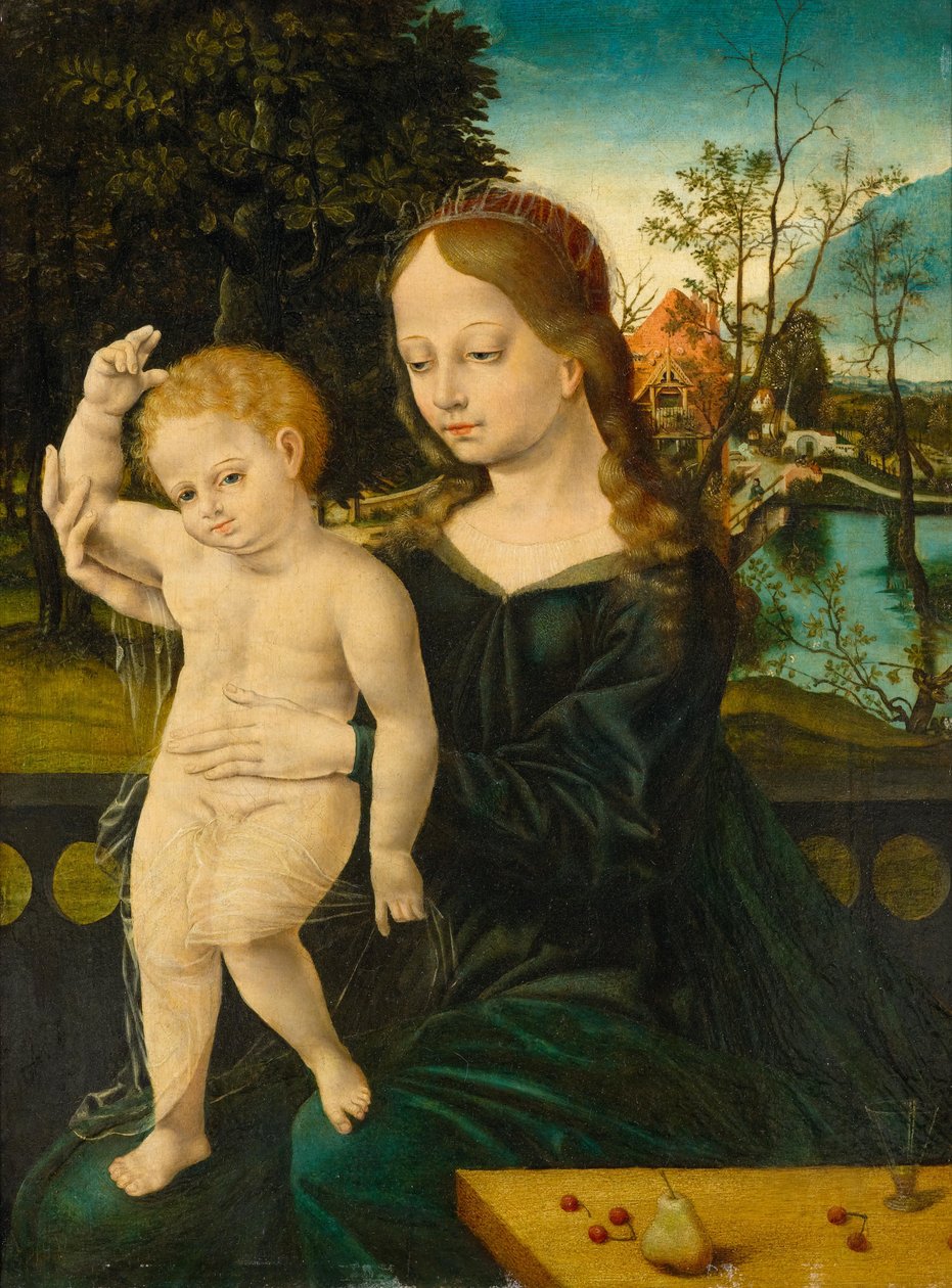 Madona s dítětem před říční krajinou od Bernard van Orley