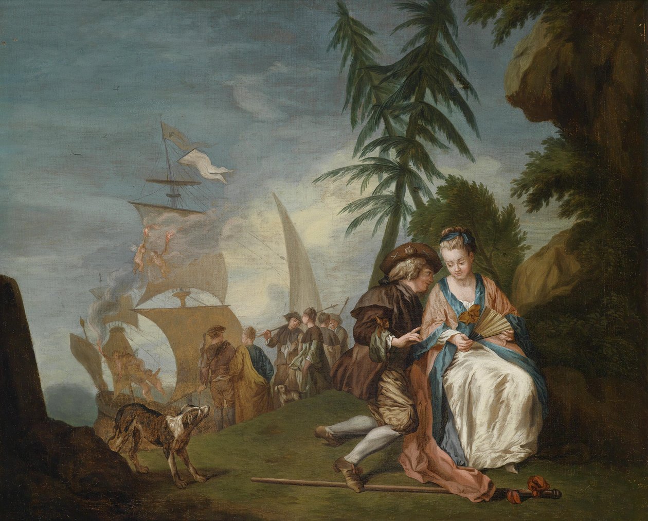 Galantní pár, než se vydá na Kytheru od Circle of Jean Baptiste Le Prince