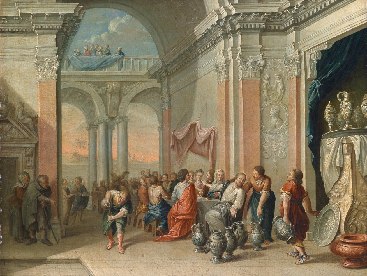 Svatba v Káně od Circle of Johann Georg Platzer
