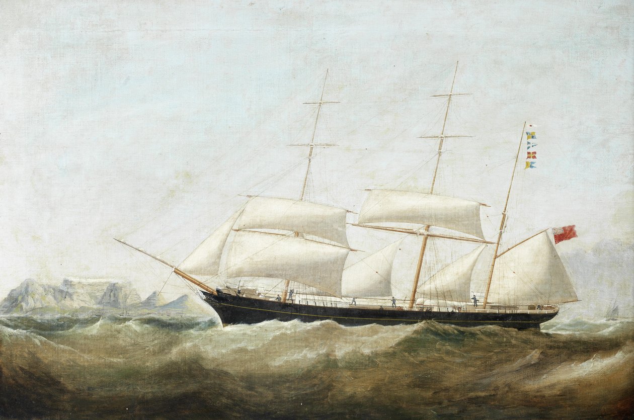 Barque bít do Table Bay v jihovýchodní vichřici od Circle of Samuel Walters