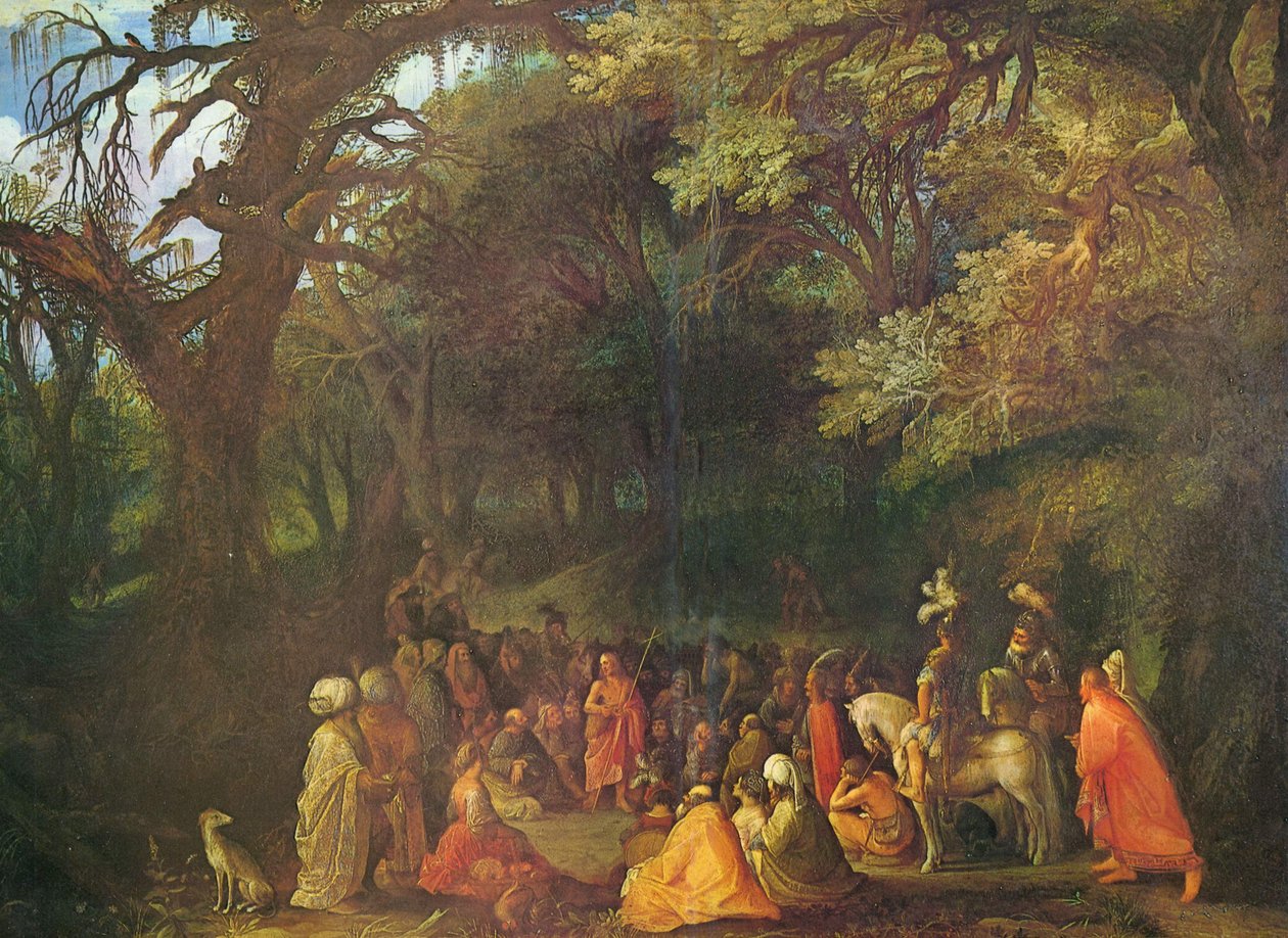 Německy: Die Predigt Johannes des Täufers Kázání Jana Křtitele od Circle of Adam Elsheimer