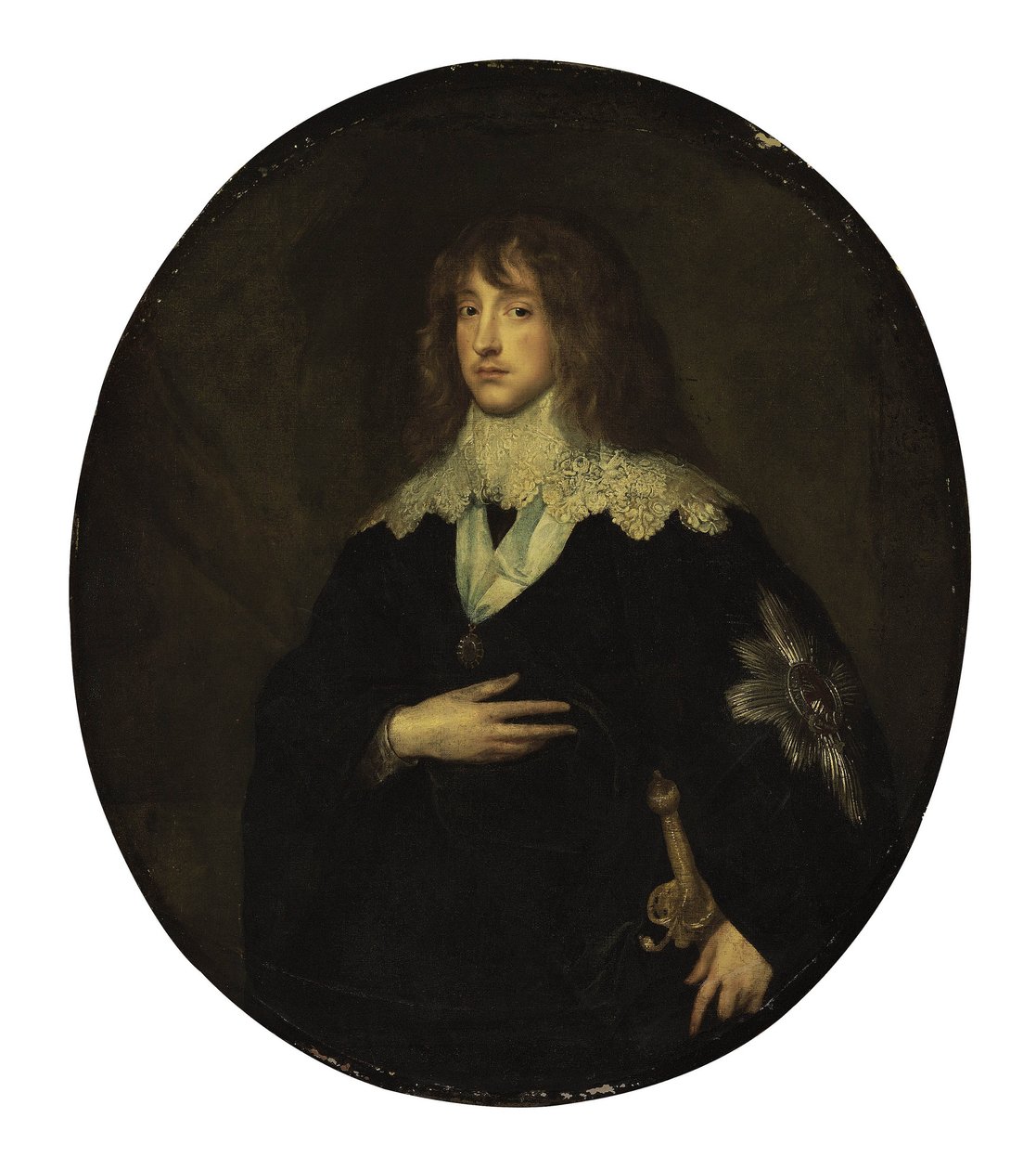 Portrét prince Karla Ludvíka, kurfiřta falckého (1617-1680) jako rytíře Podvazkového řádu od Circle of Anthony van Dyck