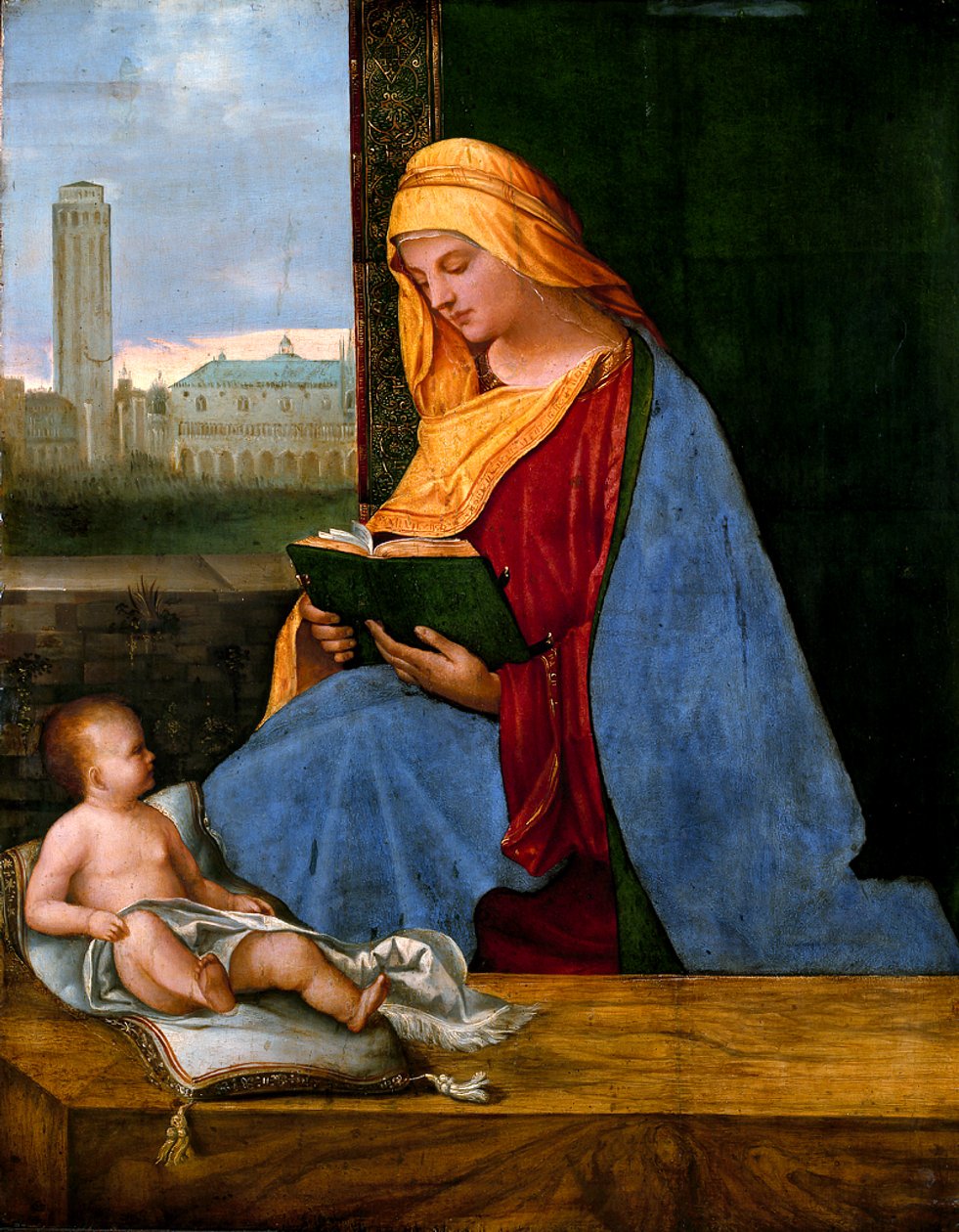Panna s dítětem s výhledem na Benátky (Tallardská madona) od circle of Giorgione