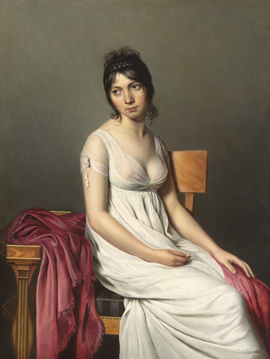 Portrét mladé ženy v bílém od Circle of Jacques Louis David