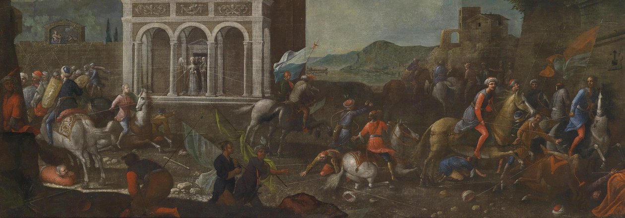 Svatá Kateřina Sienská bránící město proti Turkům od circle of Vittore Carpaccio