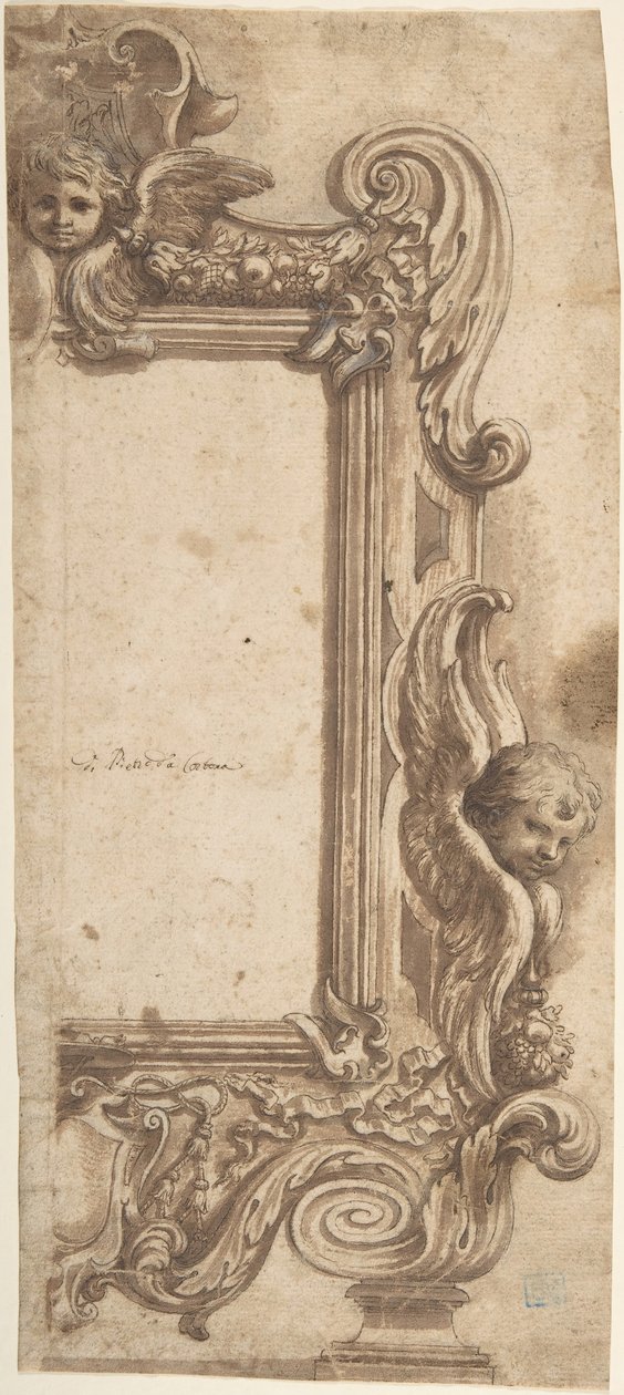 Design pro polorám zdobený anděly, volutami a girlandami., 1634-89. od Ciro Ferri.