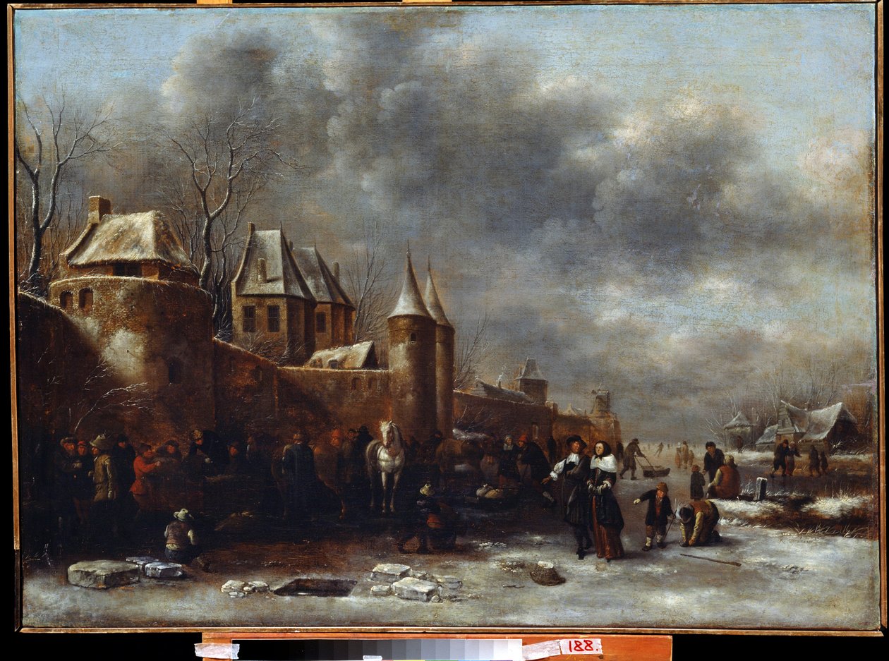 Chateau au bord de la riviere (Hrad na břehu řeky). Obraz od Claese Molenaera (Claes od Claes  Molenaer