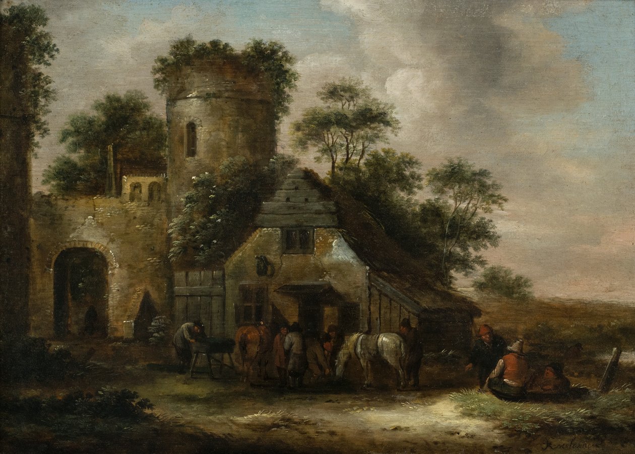Postavy mimo hostinec u městských hradeb v létě od Claes (1630 76) Molenaer