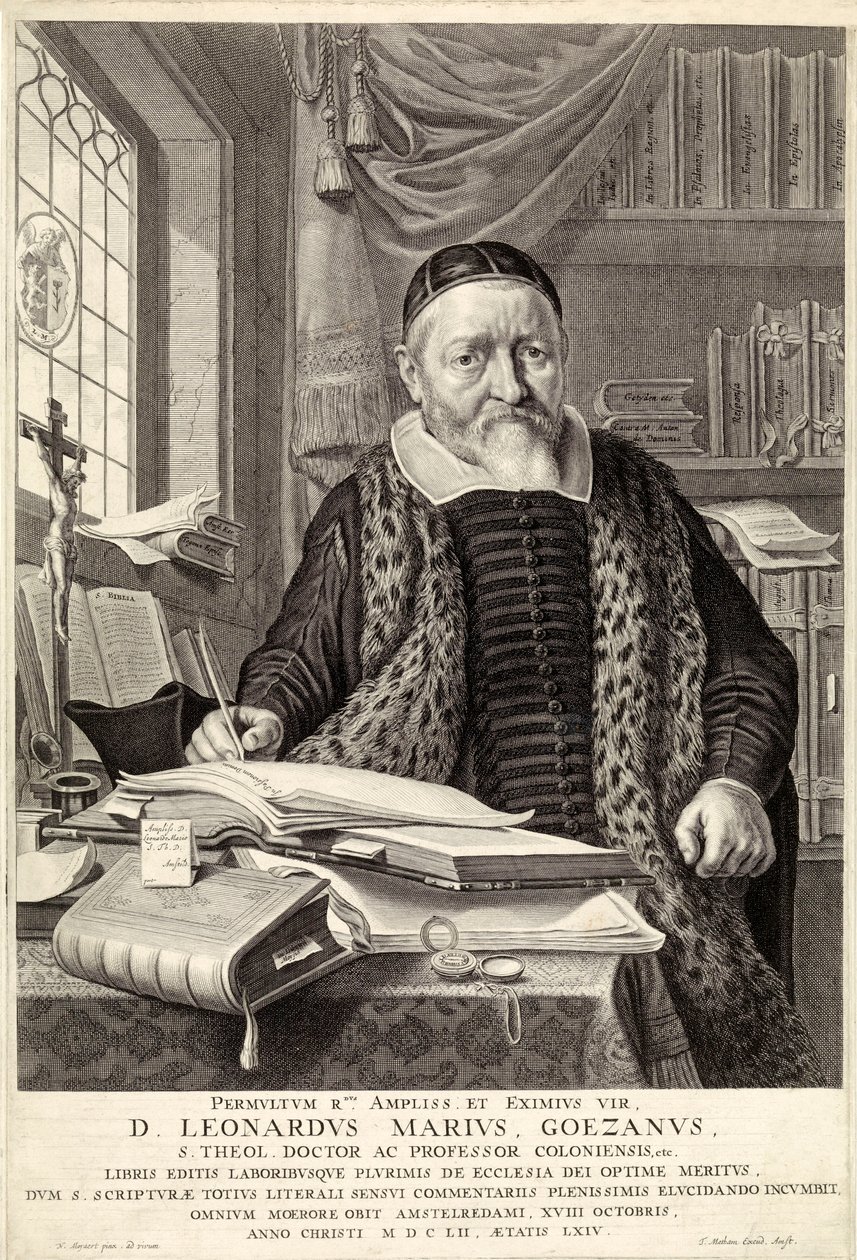 D. Leonardus Marius Goezanus, hospoda. rytina 1654. od Claes Corneliszoon Moeyaert