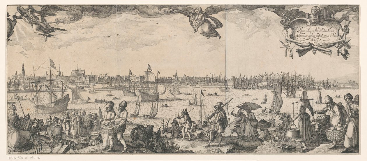 Profil Amsterdamu, při pohledu z IJ (pravá část) od Claes Jansz. Visscher (II)