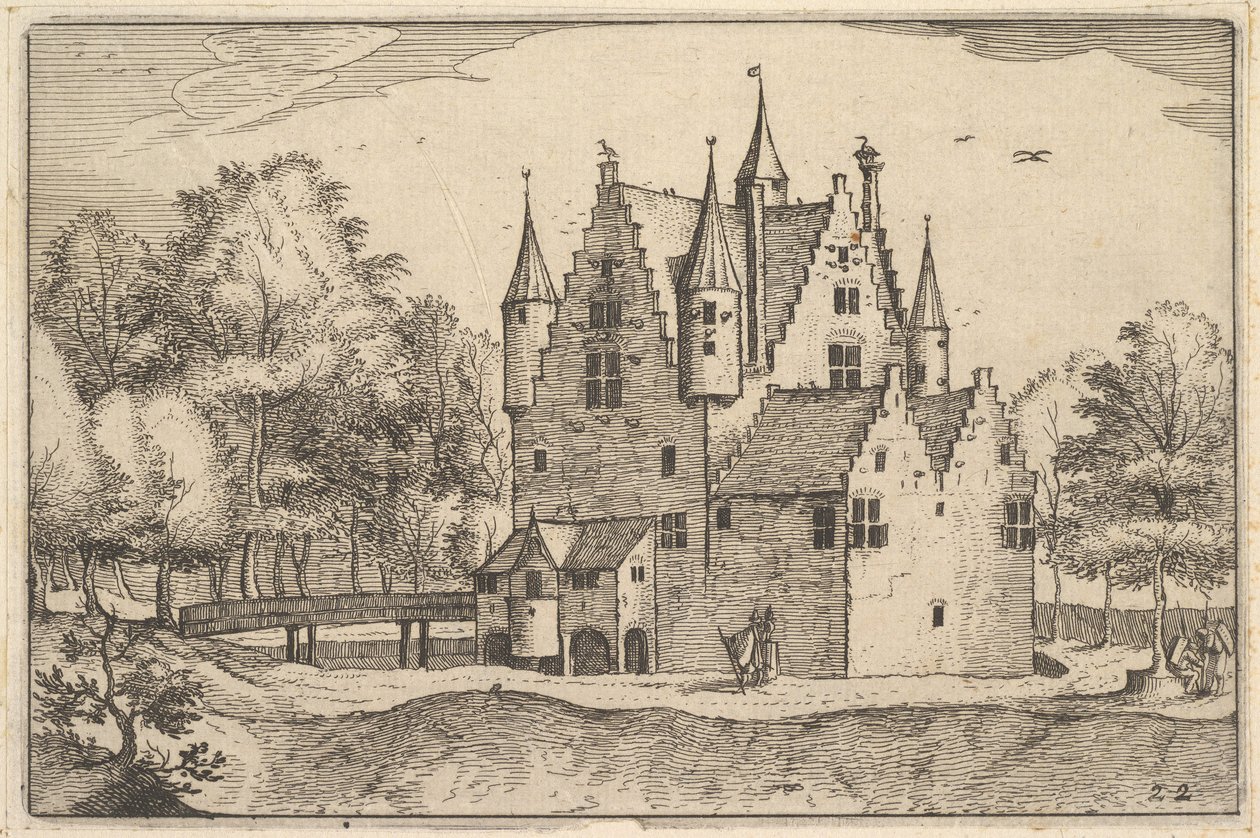 Hrad, deska 22 z vévodství Brabant, ca. 1610 od Claes Jansz Visscher