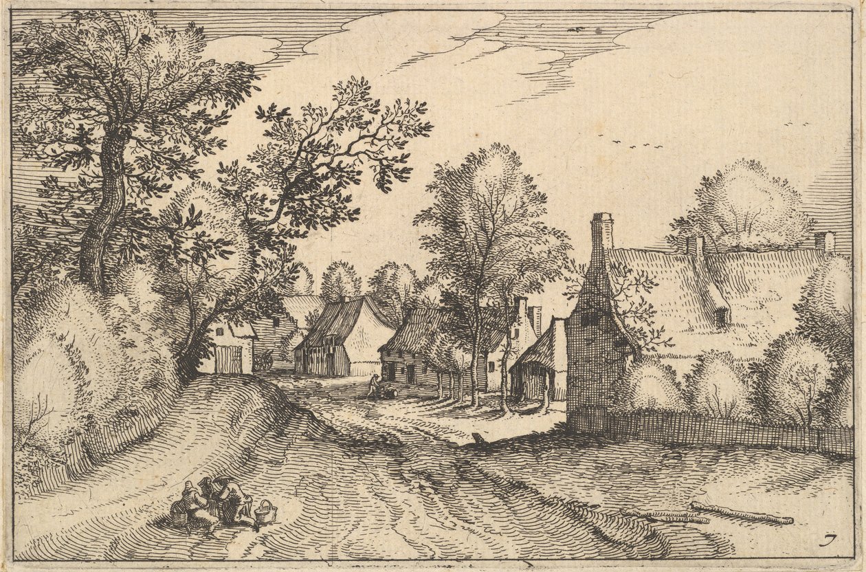 A Village Road, deska 7 od 1610 od Claes Jansz Visscher