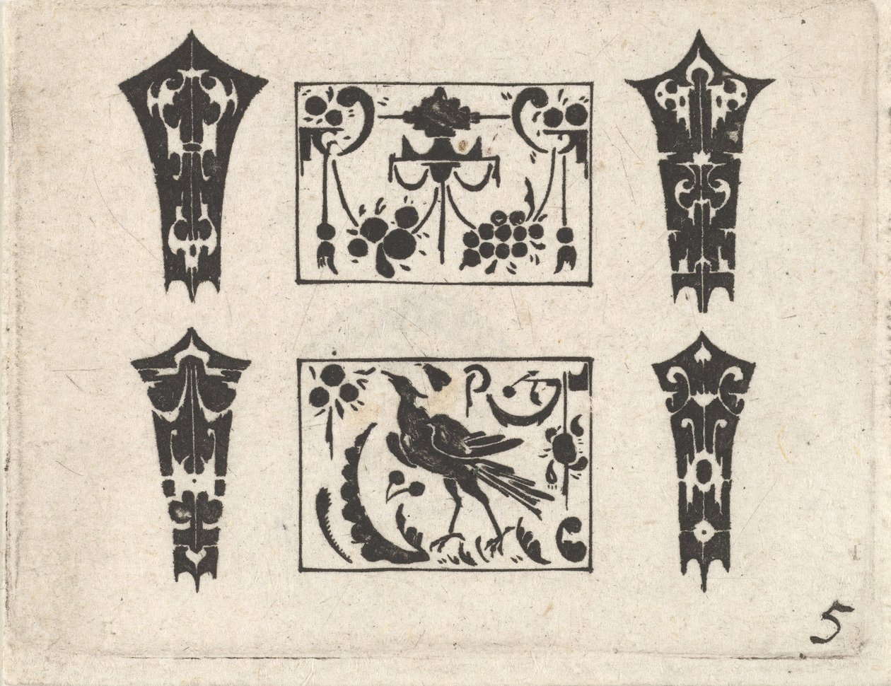 Blackwork Print se symetrickým vzorem Schweifwerk, ca. 1620. od Claes Jansz Visscher
