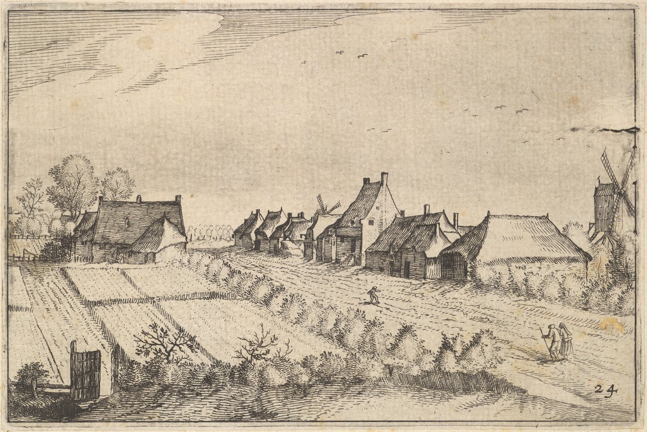 Fields and a Road, deska 8 z Regiunculae et Villae alikvotní Ducatus Brabantiae, ca. 1610 od Claes Jansz Visscher