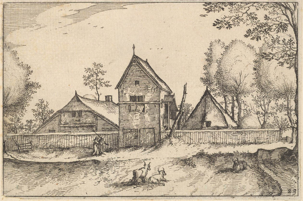 Large Walled Farm, deska 23 z Regiunculae et Villee Aliquot Ducatus Brabantiae, ca. 1610 od Claes Jansz Visscher