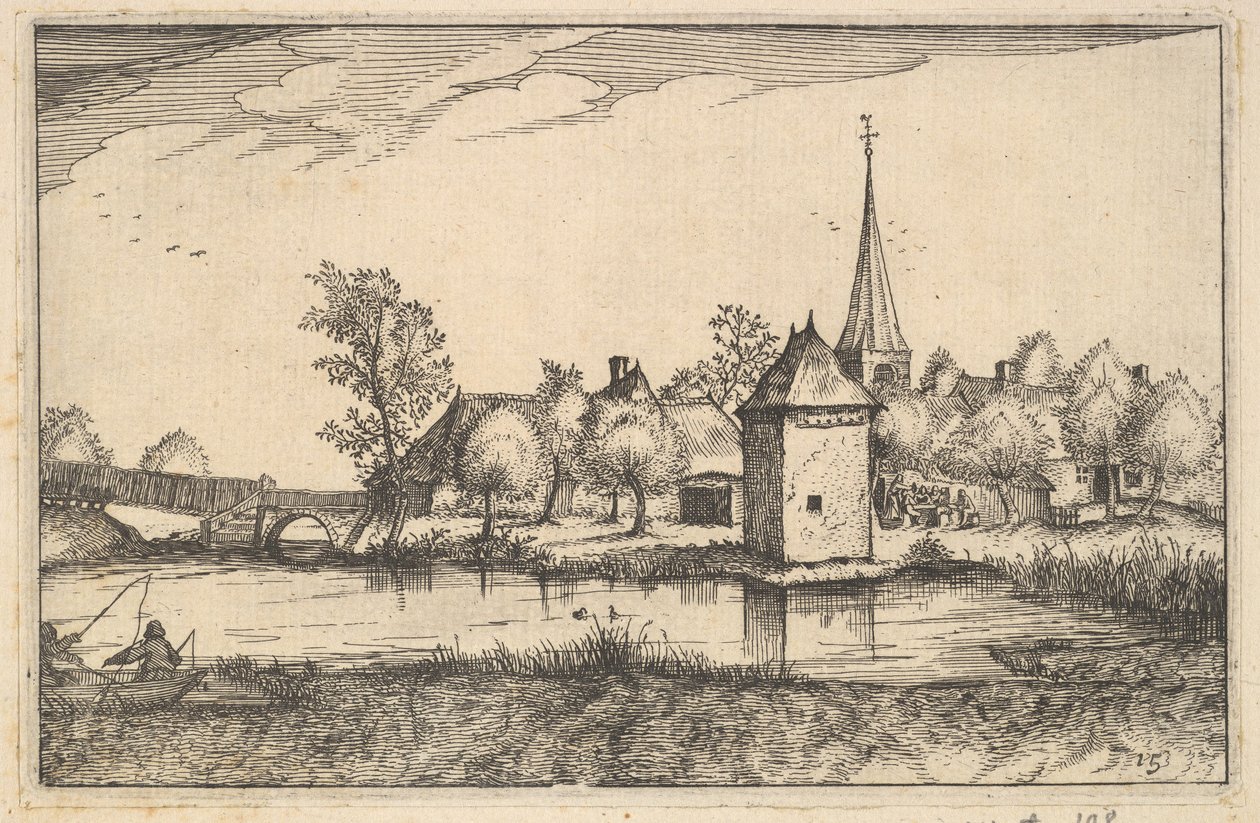 Rybník a vesnice, deska 15 od 1610 od Claes Jansz Visscher