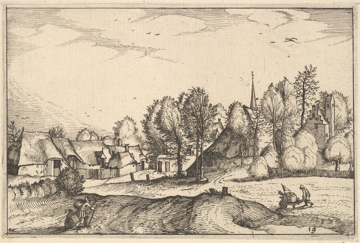 Cesta do vesnice, deska 19 z regionů a vil vévodství Brabant, ca. 1610 od Claes Jansz Visscher