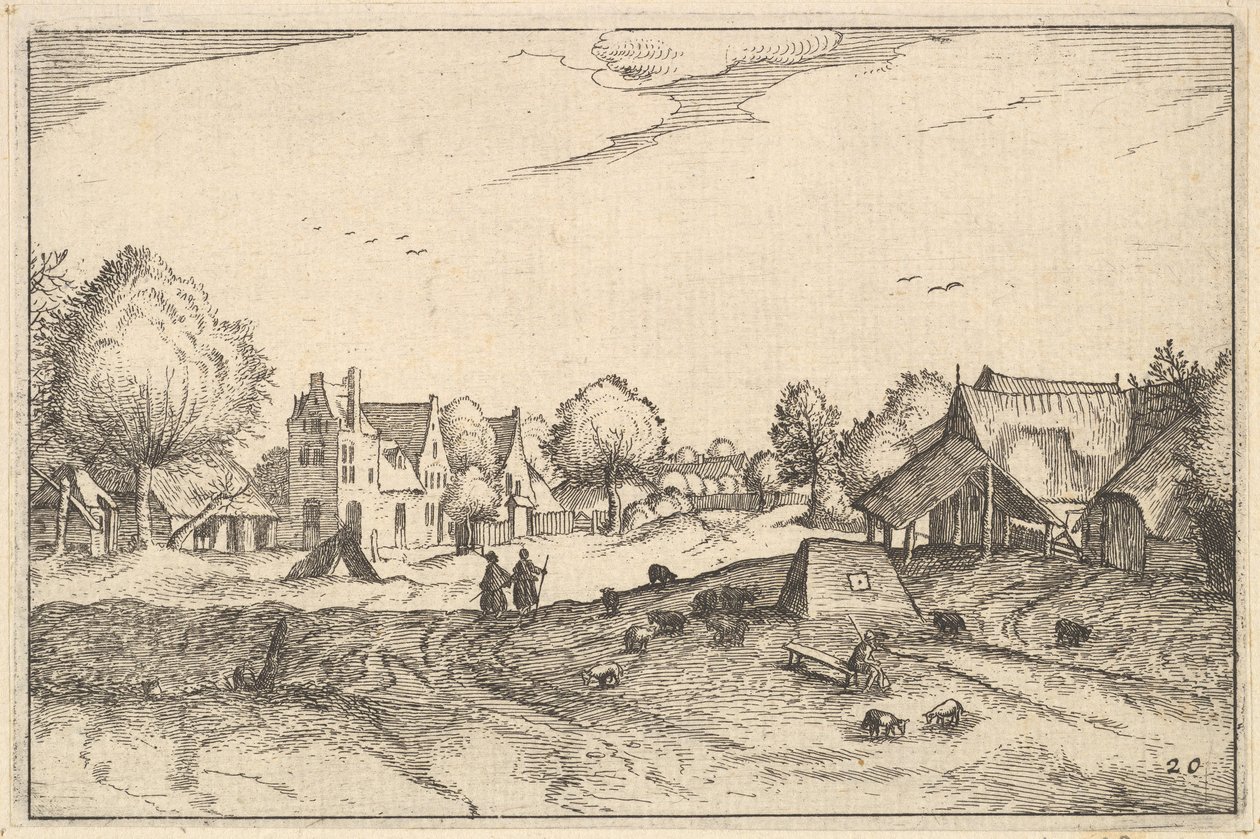 Village Road, deska 20 z vévodství Brabant, ca. 1610 od Claes Jansz Visscher