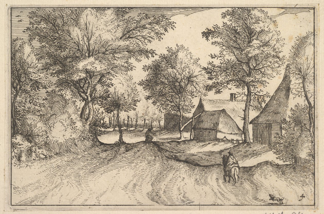 Village Road, deska 4 z vévodství Brabant, ca. 1610 od Claes Jansz Visscher