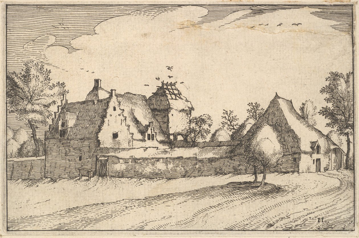 Walled Farm, deska 11 z Regiunculae et Villae alikvotní Ducatus Brabantiae, ca. 1610 od Claes Jansz Visscher
