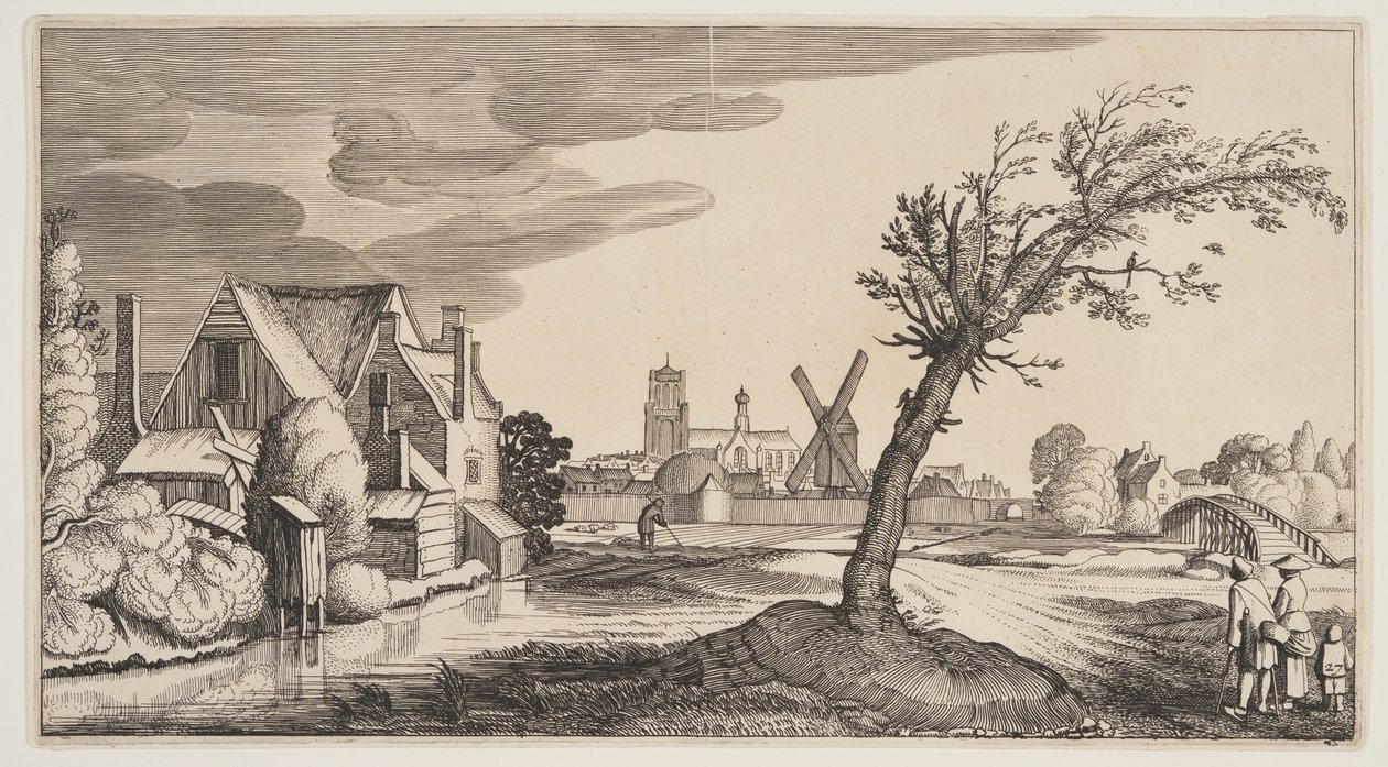Dům na rybníku za městem, z knihy Krajiny (Playsante Lantschappen) od Claes Jansz. Visscher II