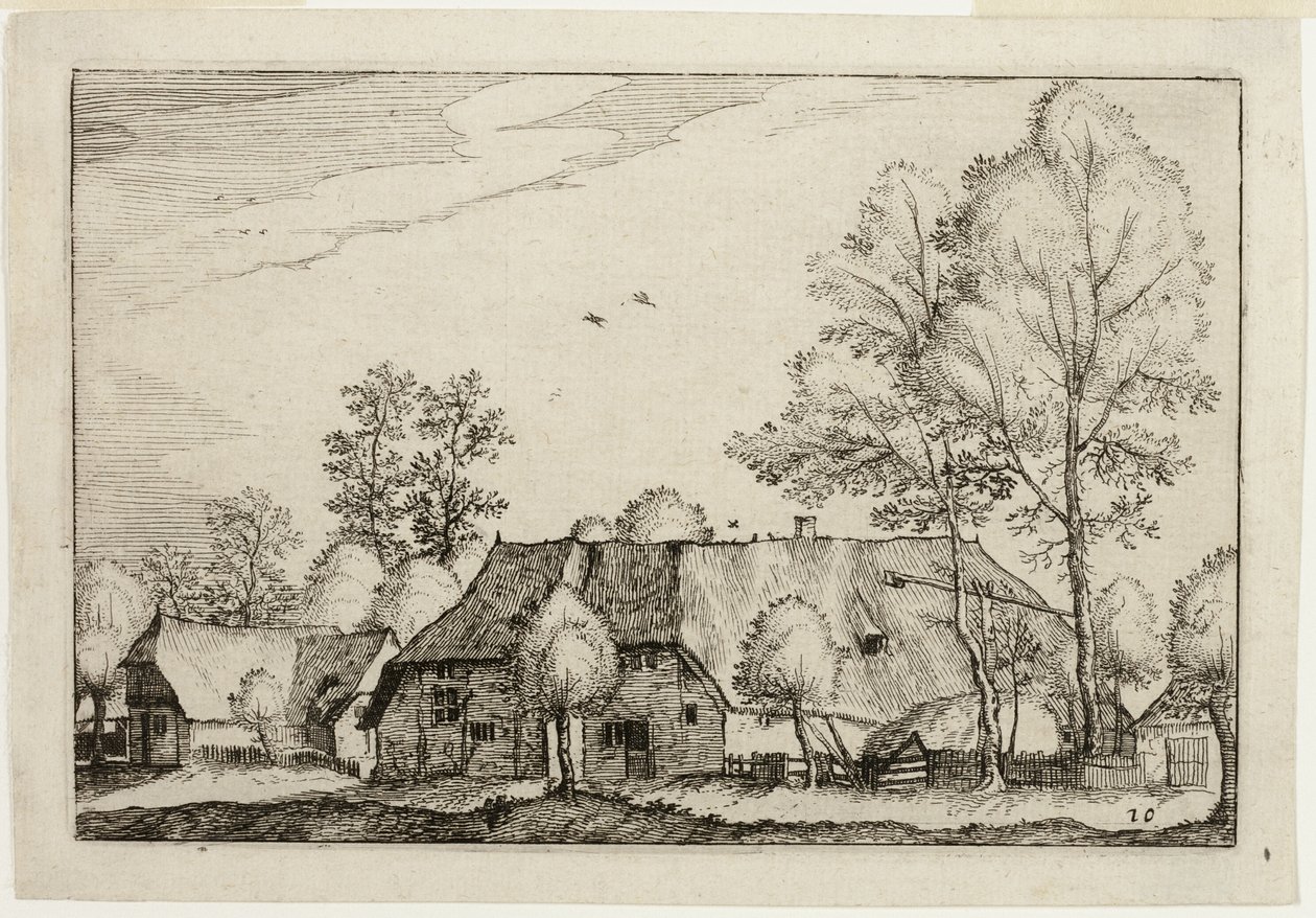 Velká farma, deska deset podle obrázků farem, venkovských domů a vesnic (Praediorum villarum et rusticarum casularum icones) od Claes Jansz. Visscher II