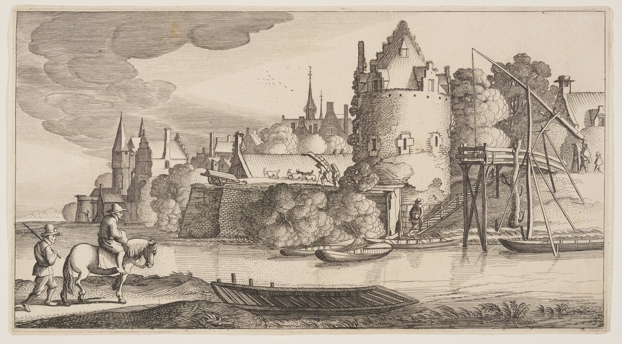 Město u řeky, z knihy Krajiny (Playsante Lantschappen) od Claes Jansz. Visscher II