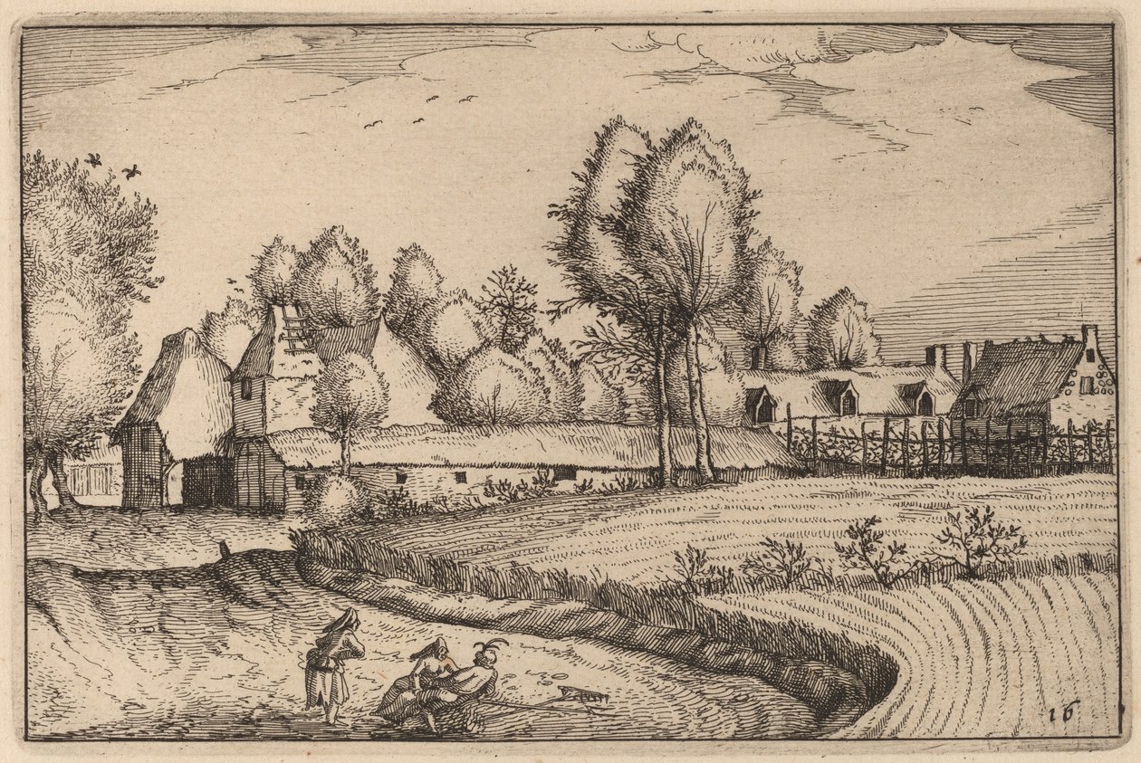 Cesta podél pole od Claes Jansz Visscher after Johannes van Doetechum, the Elder after Lucas