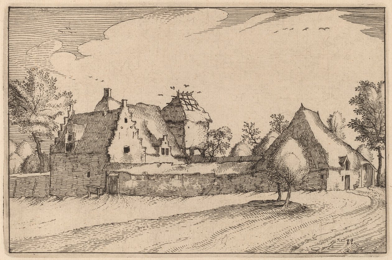 Zděná farma od Claes Jansz Visscher after Johannes van Doetechum, the Elder after Lucas