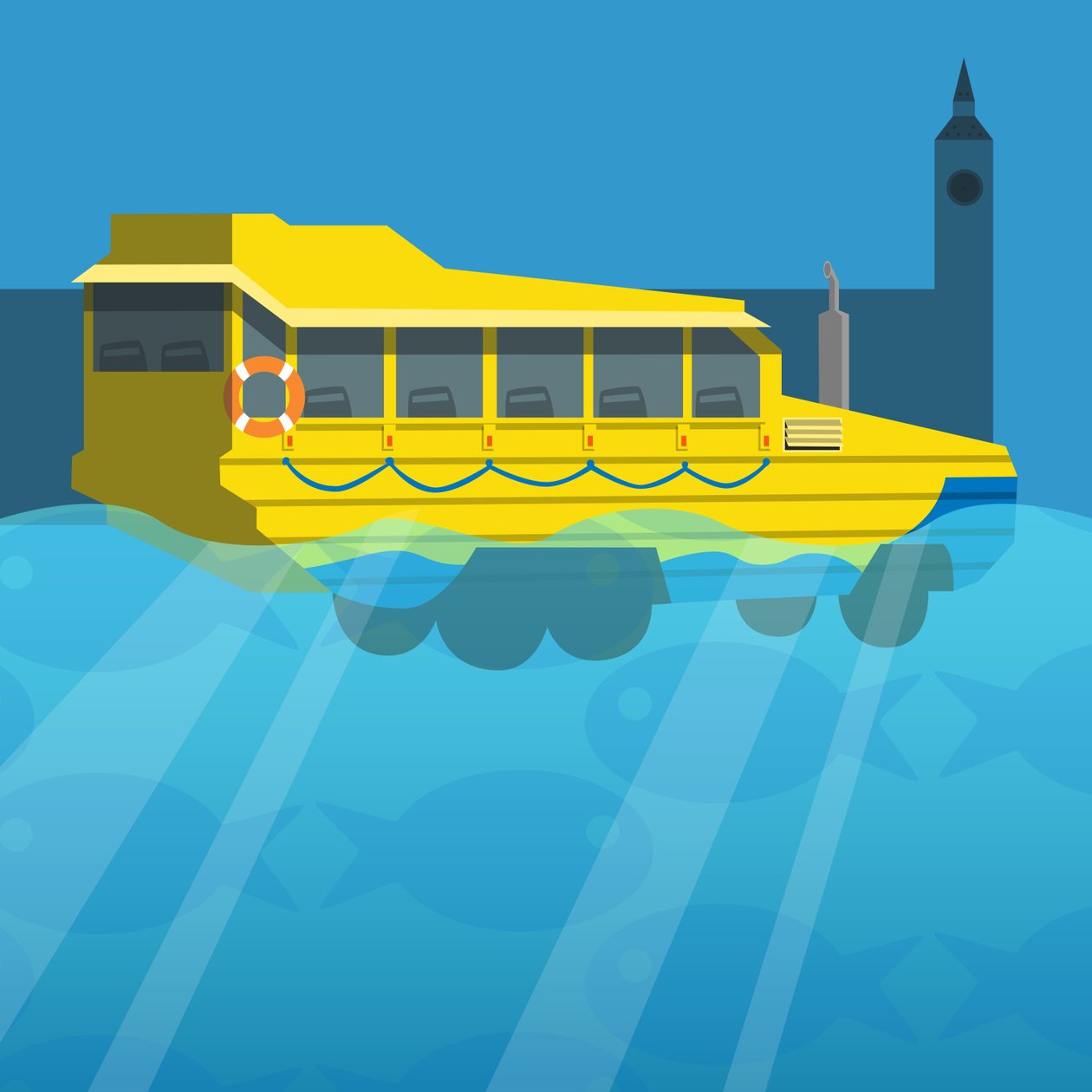 Obojživelný London Duck Tour Bus od Claire Huntley