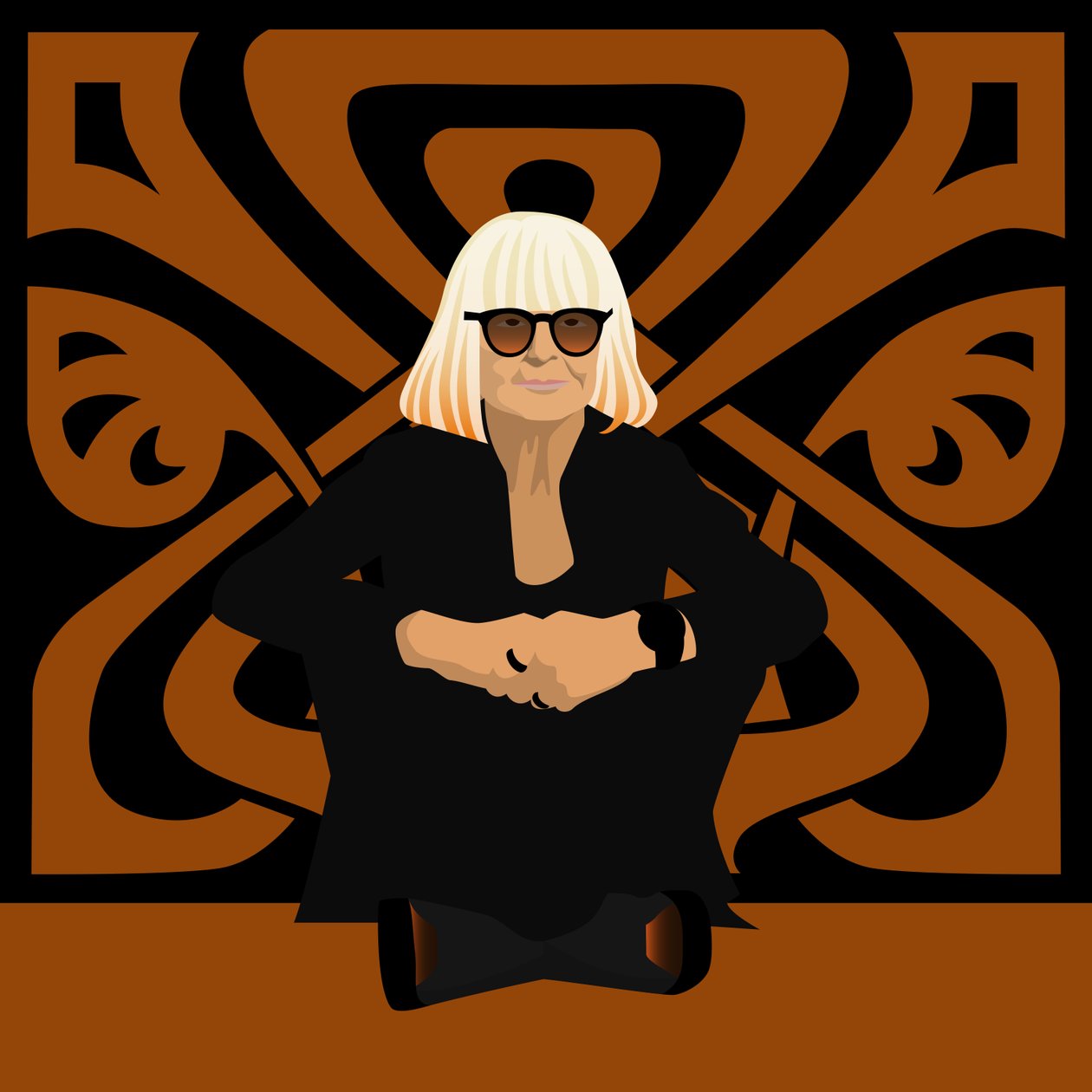 Portrét Barbary Hulanicki, módní návrhářky, zakladatelky Biba, interiérové designérky a ilustrátorky od Claire Huntley