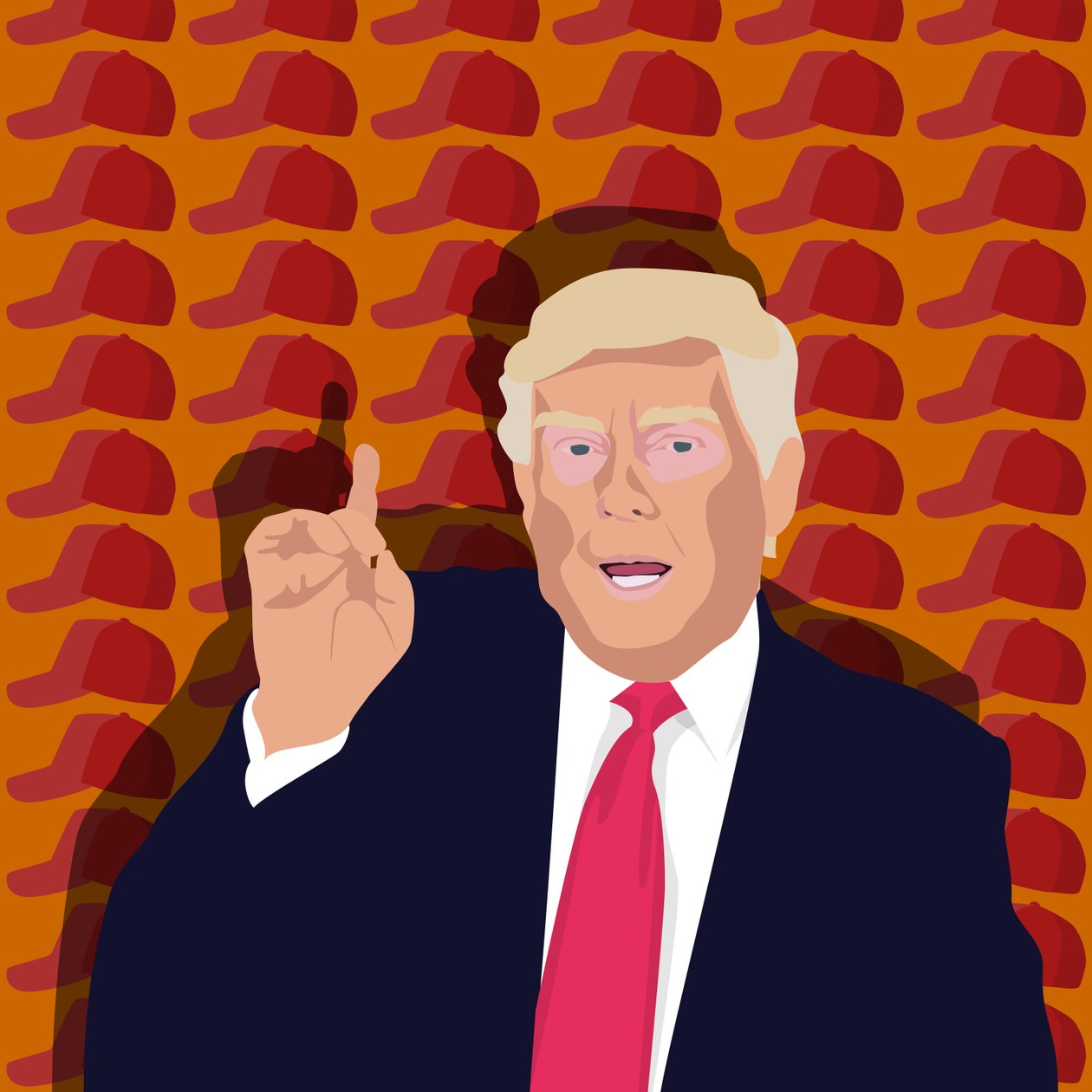 Trump a baseballová čepice od Claire Huntley