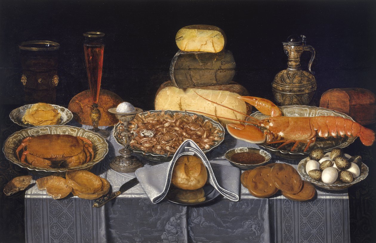 Zátiší s krabem, krevetami a humrem, c.1635-40 od Charlotte Evans