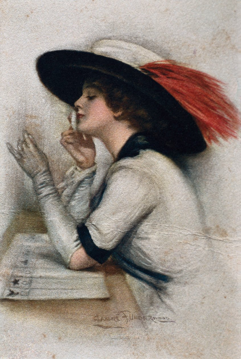 Elegantní mladá žena hlasující ve volbách v roce 1920 ve Spojených státech, 20. století (barva litho) od Clarence F. Underwood