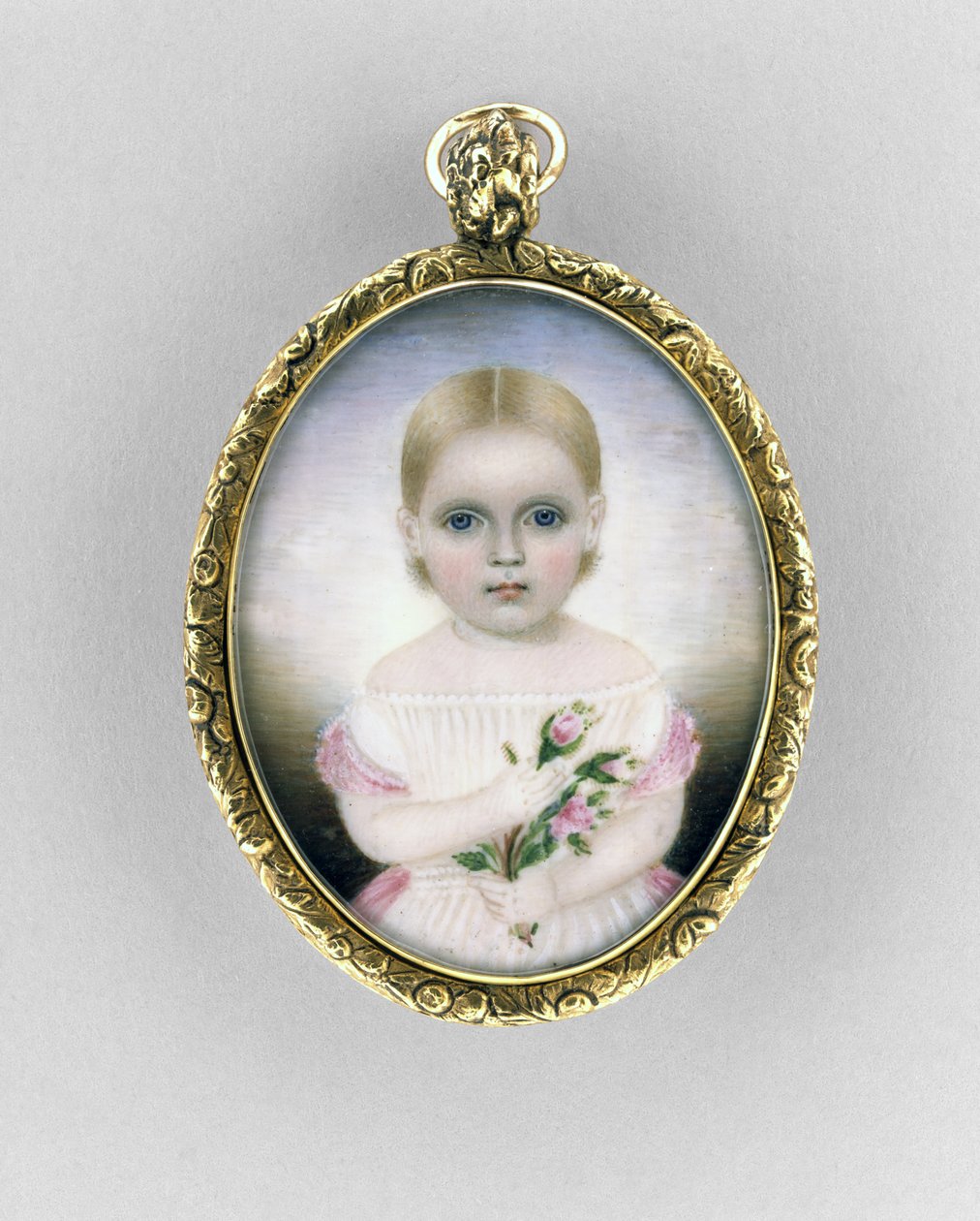Portrét dívky, kolem roku 1840 (akvarel na slonovině, zlacení a skle) od Clarissa Peters Russell