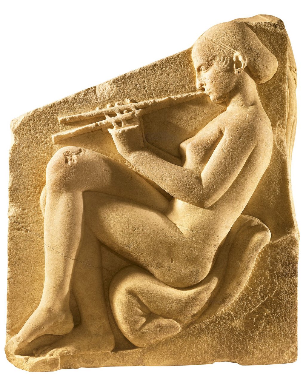 Hráč na aulos. Oltář Afrodity, tzv. Ludovisiho trůn, levá deska, cca 430 př.n.l. od Classical Antiquities