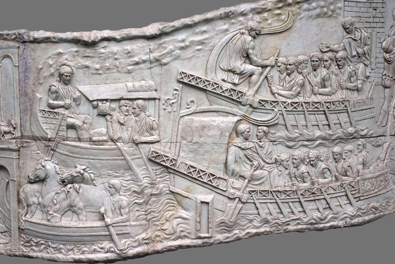 Římské galéry. Reliéfní detail Trajanova sloupu, 1.-2. století od Classical Antiquities