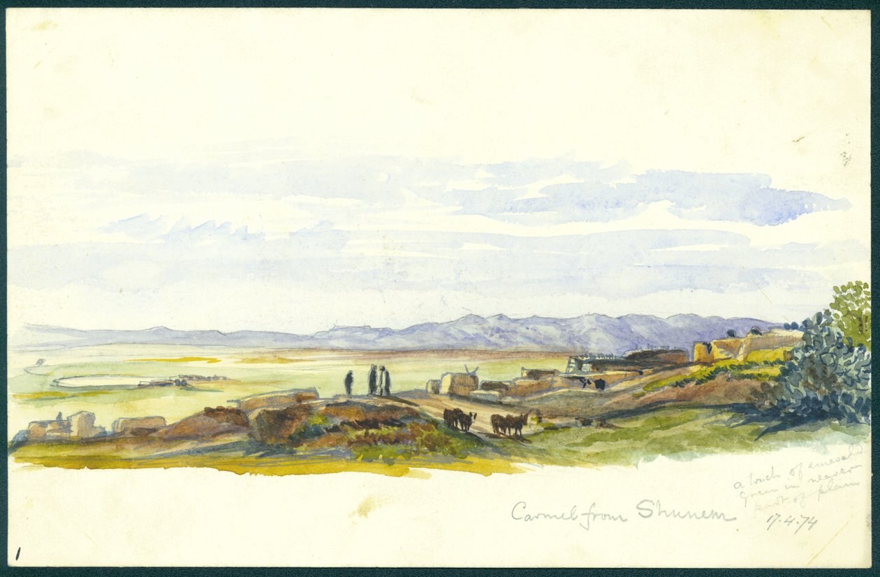 Carmel z Shunem, 1874 (wc a tužka na papíře) od Claude Conder