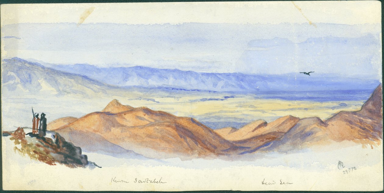 Karn Sartabeh, Jordan Valley, 1872 (wc a tužka na papíře) od Claude Conder