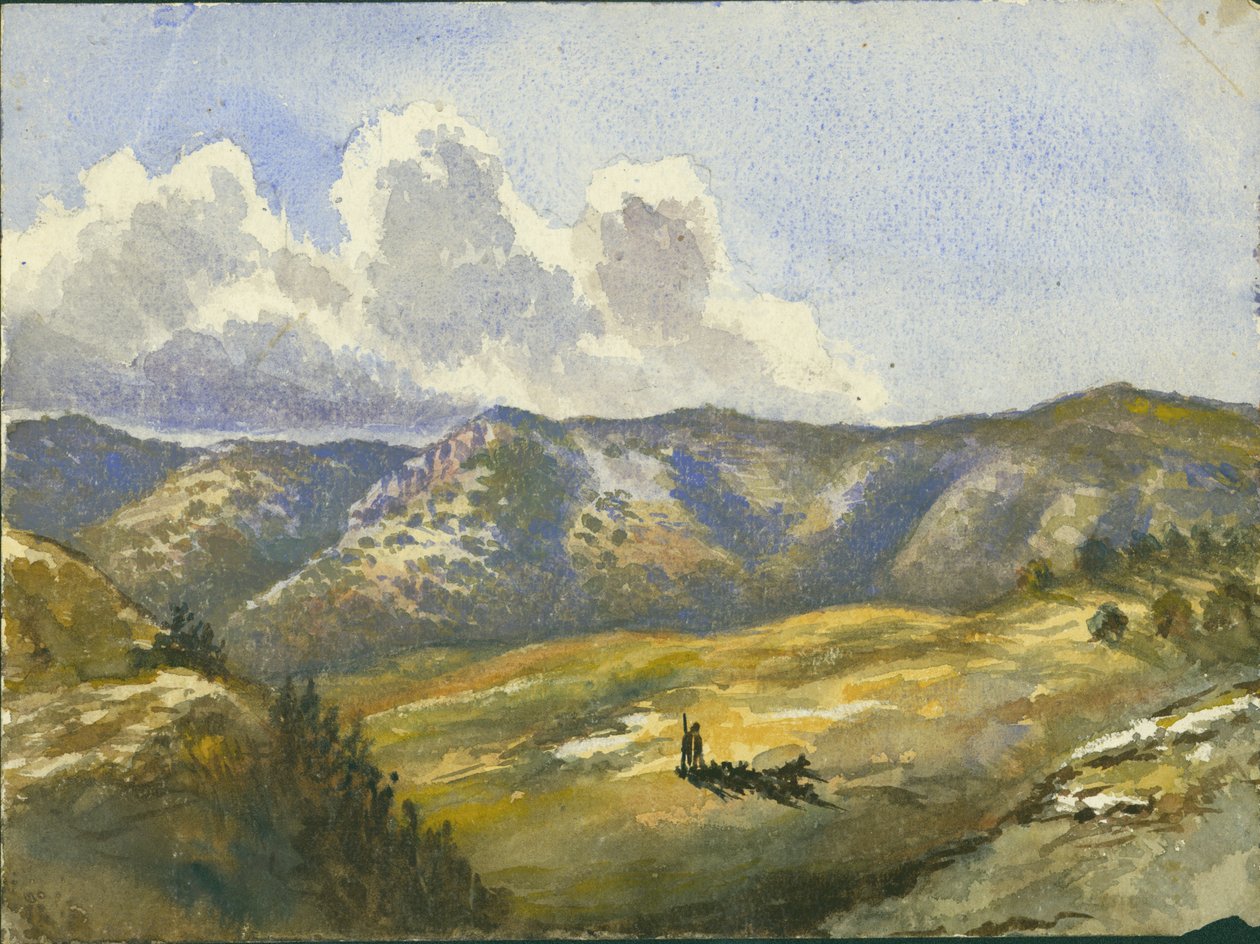 Mount Carmel, 1872 (wc a tužka na papíře) od Claude Conder